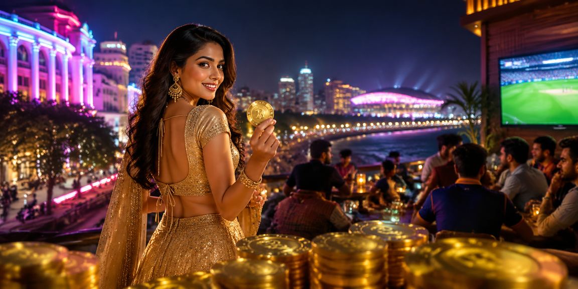 Delhi Connaught Place nightlife with cricket betting advertisement